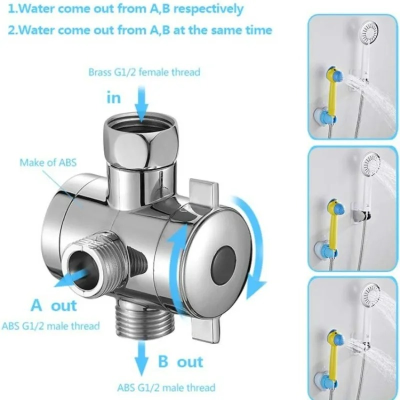 Shower Valve Cartridge - ﻿ วาล์วเปลี่ยนทิศทางน้ำฝักบัวแบบปรับได้ 2/3 ทาง - อะแดปเตอร์สวิตช์ทองเหลือง