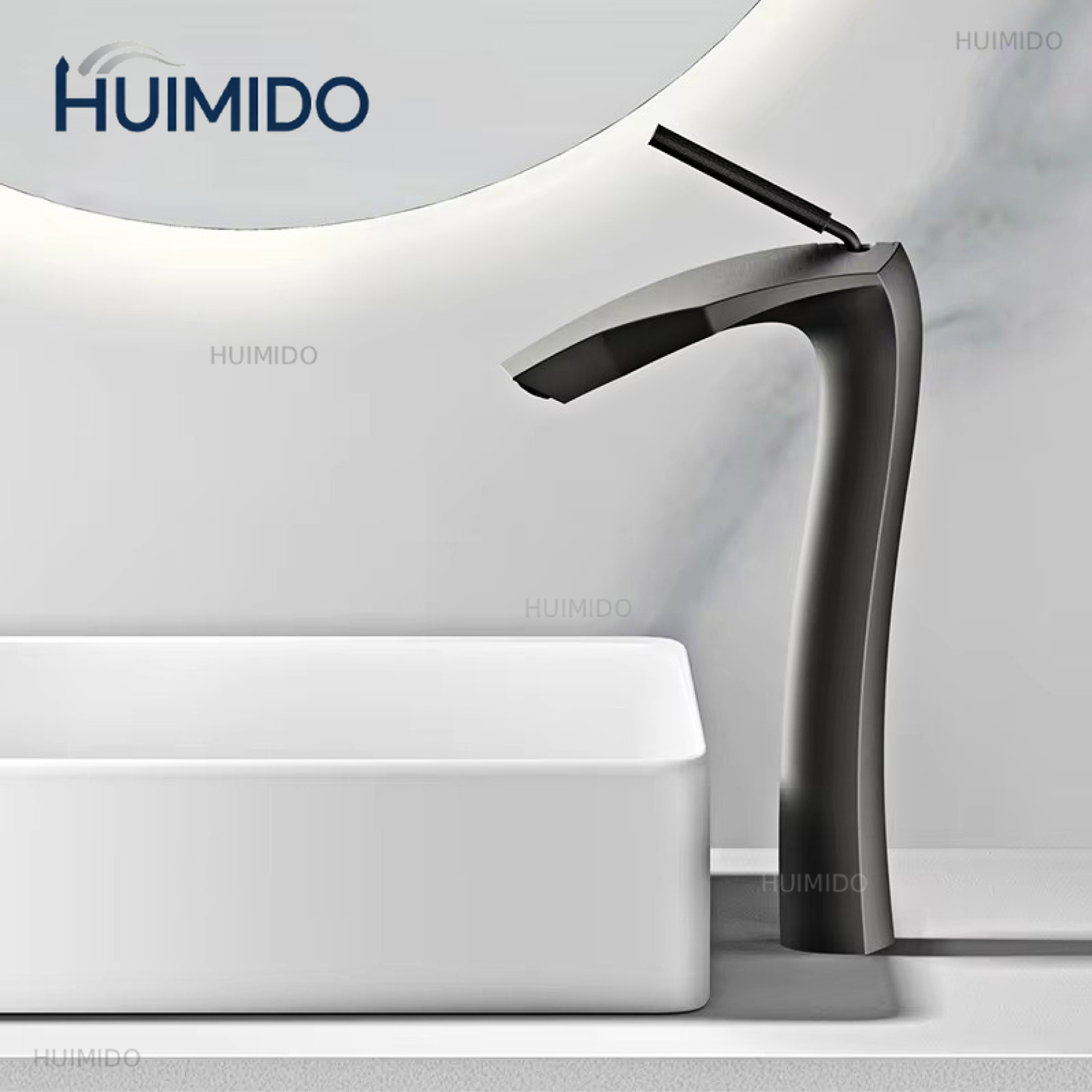 Basin Mixer Cartridge - ก๊อกน้ำห้องน้ำทองเหลืองขัดเงาหรูหรา พร้อมวาล์วเซรามิกแบบโมเดิร์น สำหรับผสมน้ำร้อนและน้ำเย็น ติดตั้งบนเคาน์เตอร์